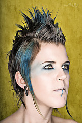 fashion - blue mohawk girl with fashion makeup